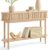 LINSY HOME Fluted Console Table, Mid-Century Modern Entryway Cabinet with Sliding Tambour Doors, Narrow Long Sofa Table, Behind-The-Couch Table for Living Room, Hallway (Light Oak)
