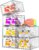 Sturdy Clear Shoe Organizer with Magnetic Door, Stackable Shoe Storage Box