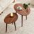 2 PCS Small Oval Coffee Tables,Walnut Mid Century Modern Nesting Tables